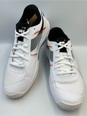 Diadora Trofeo Mens 11 White Red Multi Pickleball Sneaker Lightweight Lace Up